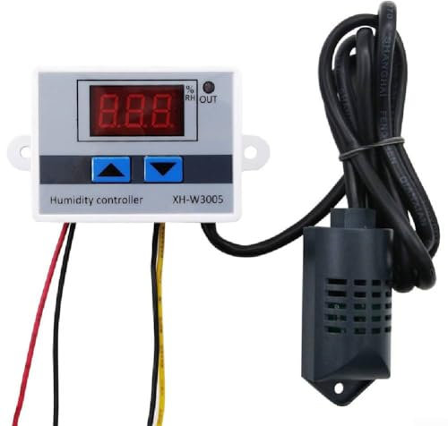 Emiif Digitaler Feuchtigkeitsregler, Hygrostat-Schalter mit Sensorkabel, Luftbefeuchter-Steuerung, automatische Steuerung (12 V)