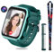 OKYUK 4G Smartwatch für Kinder, GPS-Tracker, mehrere Desktop-Stile zur Auswahl, Zwei-Wege-Anrufe, Bildkompetenz, SOS, WLAN, wasserdichter Touchscreen für 4–12 Jungen und Mädchen (Blau) (T45 Grün)