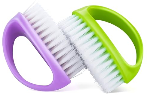 Amaxiu Spazzole per unghie a mano, 2 pezzi, con impugnatura resistente, per la pulizia delle unghie, setole rigide in nylon, per la pulizia profonda, per meccanici, giardinieri, mani sotto le unghie