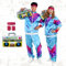 Funlot 80er Jahre Outfit Damen Herren - 6pcs KostüM 80er Jahre 80er Trainingsanzug KostüMe für Erwachsene Karneval KostüM Damen Paar Retro Fasching Jacke 80er Jahre Accessoires L