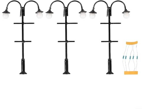 Erstellen Sie eine authentische Szene mit 3 Stück 187 Track H0 LED Zwei Lichter Parklaternen Lampe Lampen 65 mm 3 V für Zug- und Gebäude-Layout