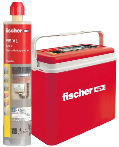fischer EM-Aktion, Montagemörtel FIS VL 300 T in einer praktischen Kühlbox, 12 Kartuschen à 300 ml, Injektionsmörtel für Standardanwendungen in gerissenem Beton und Mauerwerk