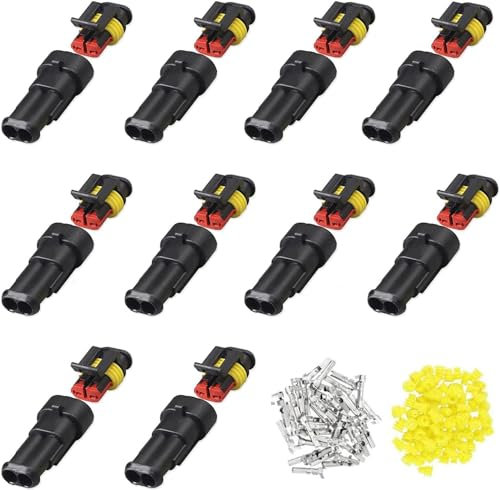 Ruikcoll 2 Polig Wasserdicht Schnellverbinder,Kabel Steckverbinder Stecker, Stecker Wasserdicht Steckverbinder, für Autos, Motorräder, Schnellboote,10 Pcs