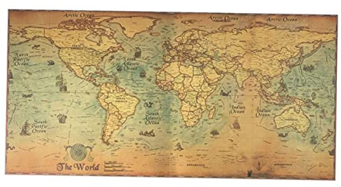 SEWOART Wanddekor Poster Vintage Karte Wandaufkleber Retro Seekarten Poster Weltkarte Gedrucktes Poster Kartenwand Poster Wanddrucke Alte Weltkarte Vintage Dekor Papier Poster