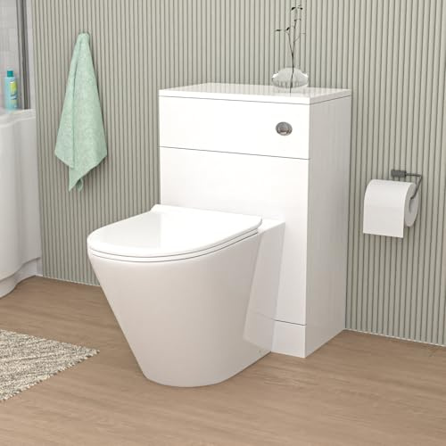 Nes Home Modern 500mm WC Unit & Rimless Round Back To Wall Toilet With Cistern