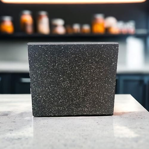 Messerglück® magnetischer Premium Messerblock im Stein-Marmor-Look – Magnetisch für sichere Messeraufbewahrung – Rutschfester Messerständer – Langlebiger Messerhalter aus nachhaltigem Holz