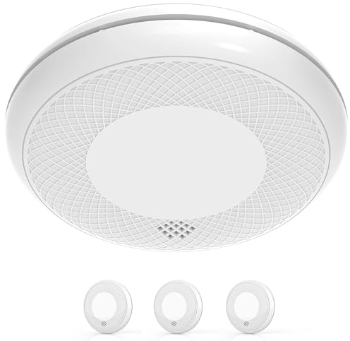 RUNIDUR Detector Combinado de Humo y CO, Detector de Humo de Monóxido de Carbono Independiente, Sensor Preciso con Batería de 10 Años, Botón de Prueba, 3 Piezas