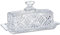 HDCRYSTALGIFTS Mantequera de cristal de 20 cm, diseño clásico de 2 piezas, con tapa, soporte para mantequilla, apto para lavavajillas