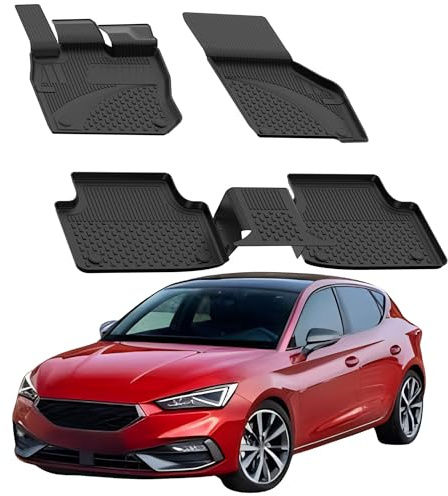 Sahler Fußmatten Automatten kompatibel mit Seat Leon E-TSI/Cupra Leon Automatisch 2020-2026 | 4.5D Premium TPE Gummi Antirutsch Gummimatten Wasserdicht Car Auto Matte Schwarz