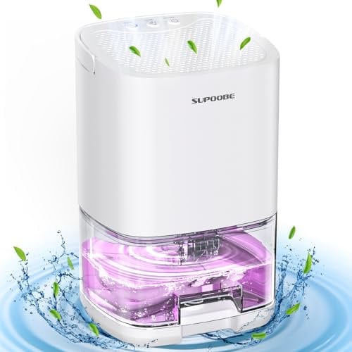 SUPOOBE Deumidificatore Casa Muffa,Deumidificatore Portatile Bagno 1100ML Silenzioso/Luci LED 7 colori/Spegnimento Automatico,Per la Casa,Bagno,Cabina Armadio,Auto