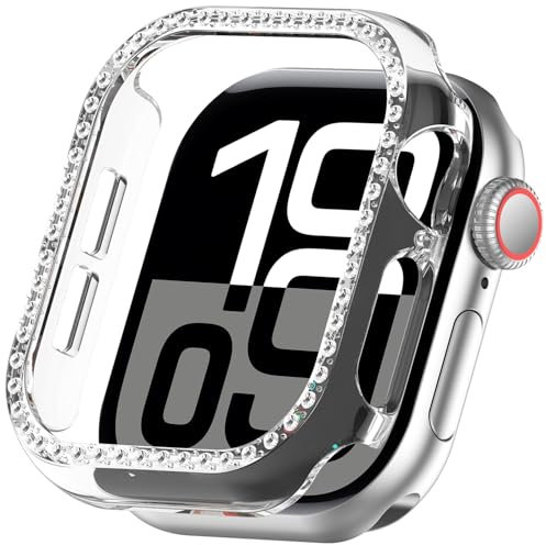 Miimall PC Schutz Hülle für Apple Watch 42mm Series 11/10 Schutzhülle Cover, Leichte Ultra-dünne Glitzer Gehäuse Rundum-Schutz für 42mm Apple Watch 11(2025)/10 Hülle, Transparent