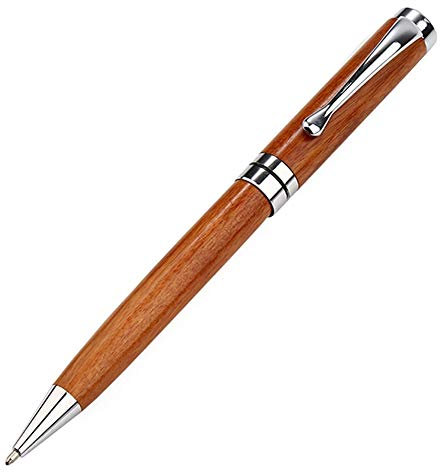 Kugelschreiber aus Holz, Drehbar, Einziehbarer Tintenroller, Schreibstift für das Journaling von Schulbüro- und Geschäftsmitarbeitern (SILVER)