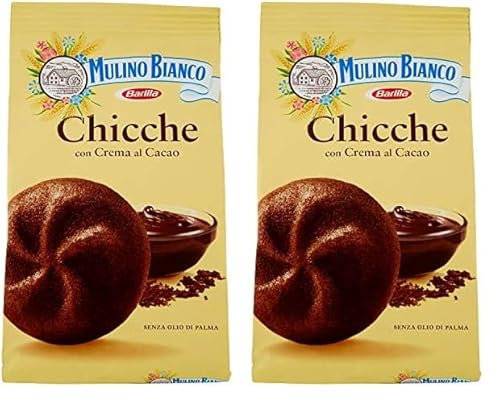 Mulino Bianco Biscotti Frollini Chicche con Crema al Cacao, Colazione Ricca di Gusto, 200 gr (Confezione da 2)