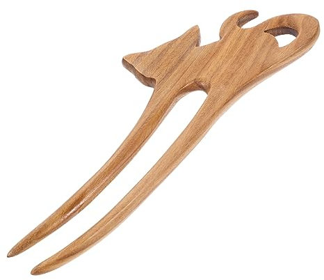 FOMIYES Horquilla para El Pelo con Forma de Gato Horquilla de Madera Accesorio Vintage para El Pelo de Mujer