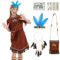 FORMIZON Indianer Kleid Mädchen, Indianer Verkleidung, Karneval Kostüm Kinder Indianer, Indianerkleid Set mit Sonne Taschen Haarbänder, Indianer Kostüm für Fasching Karneval Mottopartys Cosplay (L)