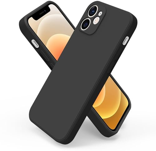 Vancle Coque pour iPhone 12 Mini (5,4), Coque de Protection Intégrale en Silicone Ultra Fine pour iPhone 12 Mini avec Doublure en Microfibre, Prend en Charge Le Chargement sans Fil (Noir)