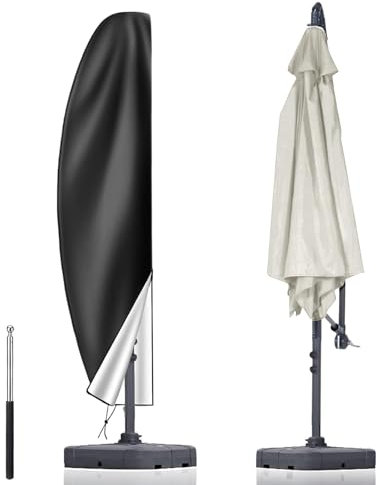 AMFUN Housse de Parasol, Housse Parasol Déporté en Tissu Oxford, Anti-UV Housse de Parasol Protection, 210D Imperméable avec Fermeture éclair, Perche Télescopique, 265CM(50 * 70 * 40cm)
