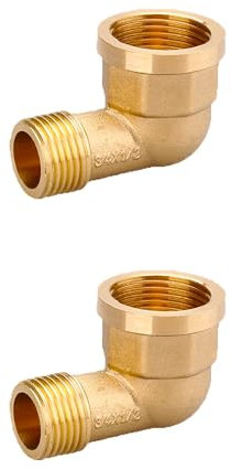 2 pièces,Coude En Laiton 90°,Coude d'Angle De Tuyau,Taille 1/2’’ Raccord En Laiton,Filetage Intérieur 25 Mm x Filetage Extérieur 20 Mm,Pour Tuyau Douche, Mitigeur Baignoire, Robinet Exterieur