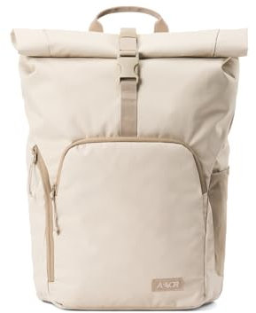 AEVOR Rolltop Medium, Rucksack für Damen und Herren, Handgepäck, 26-30L Volumen, 16 Laptopfach, Frontfach, ergonomisch gepolstert, leicht, Alltag, Beruf, Schule, Tagesrucksack, Beige