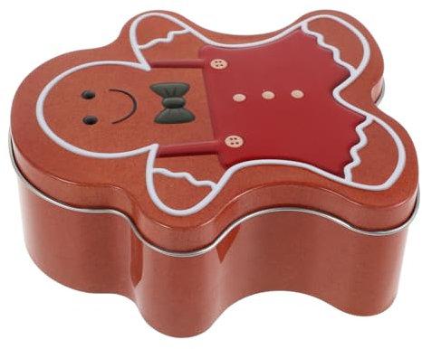 Toyvian Gingerbread Man Theme Cookie Jar Metal Storage Tins with Lid for Holiday Decor