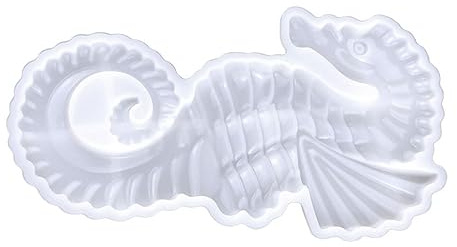Moule Hippocampe en Silicone Blanc, Flexible et Antiadhésif pour Résine | Décor Mural et Plaque de Porte, Démoulage Facile, Nettoyage Simple, Bricolage Créatif
