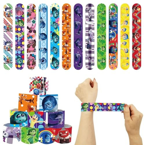 Xingbiyou Braccialetti a Scatto in Silicone Inside Out, Set da 12 Pezzi, Gadget per Festa di Compleanno Bambini, Bomboniere
