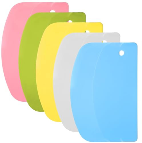 5 Pieces Dough Scraper 5.3 X 3.6 Inch Bench Scraper Bowl Scrapers for Bread Dough Food-Safe Plastic Bench Kitchen Hard Doughs Scrapers for Bread,Pastry, Baking Cake(Multicolor)