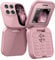 Mini Small Flip 2g Non-smart Phone Pushbutton Retro Elderly Mobile Phone, Support Multiple Languages, i17 Foldable Cell Phone 0.66 Inch Unlocked Bluetooth Earphone Dialer Support sim (Pink)