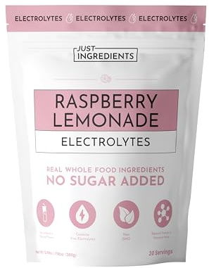Raspberry Lemonade Electrolytes – 30‑Serving Hydration Drink Mix with Coconut Water, Essential Minerals & Real Fruit Flavors – Sweetened with Monk Fruit & Stevia – No Artificial Ingredients