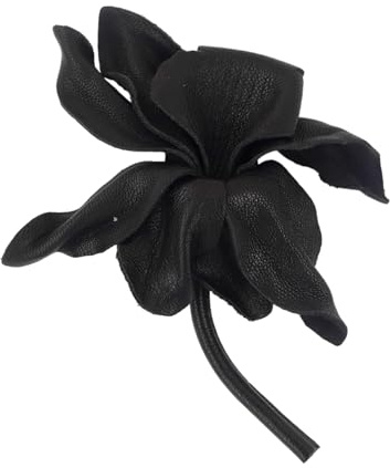 KUWHSIOP Broche Fleur en Cuir Élégante Pin Artisanale Pins de Revers en Cuir Véritable pour Femmes Mariage Fête Danse,Noir,8 * 8cm