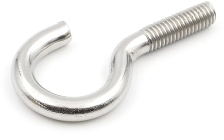 Design61 10x Gebogene Edelstahl Schraubhaken M6 x 50 mm Wandhaken mit Gewinde Einschraubhaken Haken zum Einschrauben für Wand & Decke zur Befestigung von Seilen Ketten Pflanzen Lampen