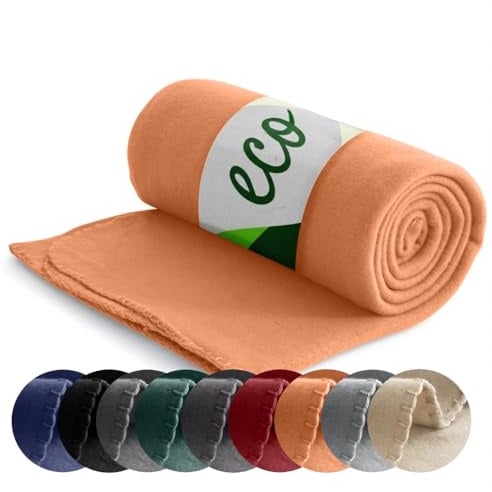 wometo ECO Fleecedecke aus 100% recyc. Material Oeko-TEX 130x160 orange | ca. 400 g - 100% recyceltem Material - mit Anti-Pilling und Kettelrand
