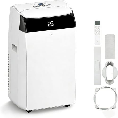 Leises 4-in-1 Mobiles Klimagerät 12000 BTU | Kühlen/Ventilieren/Entfeuchten/Follow-Me | Für Räume Bis 43–51㎡ Abluftschlauch+Digitaldisplay+Fernbedienung+24h-Timer