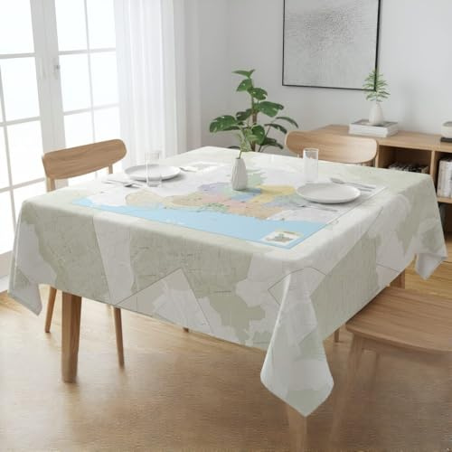 Exma Mantel del Plano Mapa de Barcelona Ciudad - Manteles Resinados Antimanchas para Mesa - Calidad de Tela Tejido Antimanchas resinado Impermeable [Medida 140x140cm]