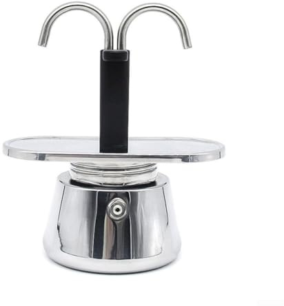 Upluxmira Moka Pot 2 Tazze 100ml Beccuccio Acciaio Caffettiera Espresso Caffettiera Cottura Piano Cottura Caffè, Stile Italiano Percolatore Gusto Ricco, Argento