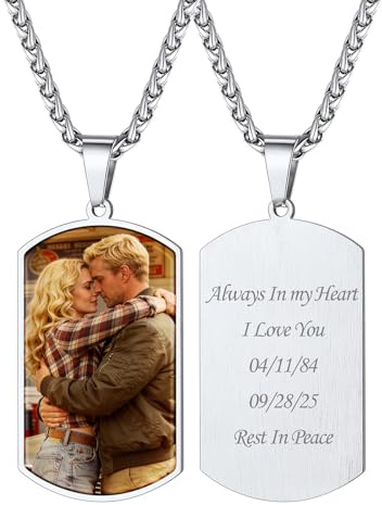 Custom4U Collar con Foto Personalizada, Corazón/Redondo Acero Inoxidable 316L Colgante Personalizado Mujer con 1/2 Fotos Regalo Romántico Aniversario para Mujer Hombres