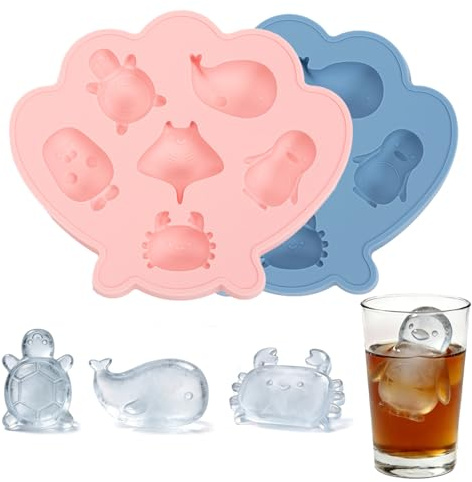 2PCS Fun Ice Cube Trays Silicone, Silicone Ice Cube Moulds Easy Release | Suit for Whiskey Cocktail Drink