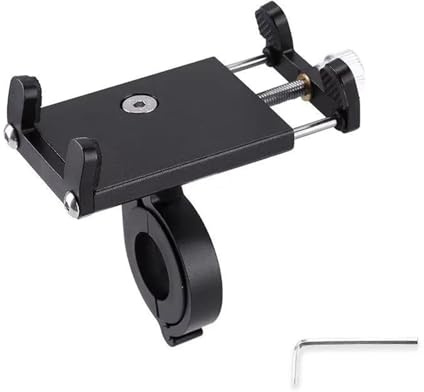 AESRTMJ Soporte para Teléfono Portabicicletas De Aleación Aluminio Anti-Deslizante con Pinza para GPS Accesorios Ciclismo(Negro)