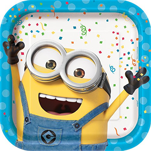 Unique Platos cuadrados de papel para fiesta de Despicable Me Minions, 8 unidades