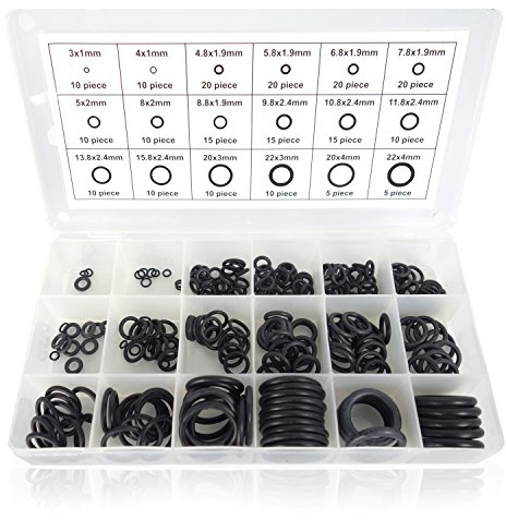 HSM O-Ring Sortiment metrisch Dichtungsringe Set 225-tlg. Gummi Unterlegscheiben Dichtungen Dichtringe 3 – 22 mm Ø
