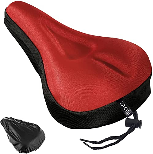 Zacro Gel Bike Sitz – Extra Soft Gel Fahrrad Satteltasche Sitz – Bike Kissen mit Wasser & Staub resistent, rot