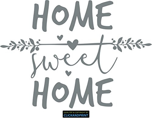 CLICKANDPRINT Aufkleber » Home Sweet Home Deko, 20x14,4cm, Grau • Wandtattoo/Wandaufkleber/Wandsticker/Wanddeko/Vinyl