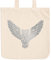 JUNIWORDS Jutebeutel in hellen Pastellfarben - Origami Eule - Tasche: Natur - Schrift: Silber