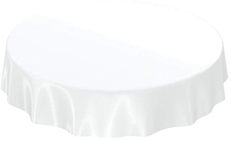 Wachstuchtischdecke Wachstuch abwaschbare Tischdecke Uni Glanz Einfarbig Weiß Schnittkante Rund 140cm