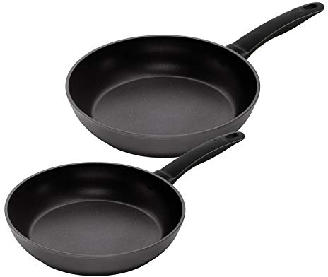KUHN RIKON Easy Induction Aluminium Bratpfanne antihaftbeschichtet, induktion, 2er Set, 24 und 28 cm, schwarz