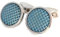 Manschettenknöpfe Carbon blau silbern rund 18 mm - 3D-Effekt! + blauer Exklusivbox