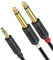 J&D Cavo Audio Jack 3,5mm a Doppio 6,35mm, Cavo Jack 3,5 a Jack 6,3, 3,5 mm 1/8 TRS a doppio 6,35 mm 1/4 TS Mono Y-Cable Cavo Splitter per Smartphone Tablet Cuffie Altoparlante Amplificatore - 0.9m