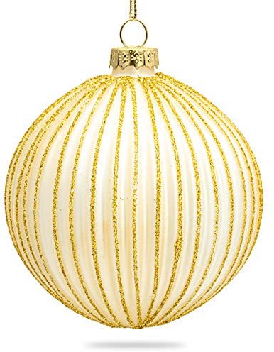 SIKORA Highlights 4er Set ausgefallene Christbaumkugeln aus Glas Champagner, Farbe/Modell:Modell Helsinki Champagner, Größe:8 cm