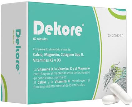 Dekore® de Margan Biotech, 60 cápsulas | Vitamina D3 | Vitamina K2 (MK7) | Bisglicinato de Magnesio | Bisglicinato de Calcio | Colágeno Tipo II | Salud general