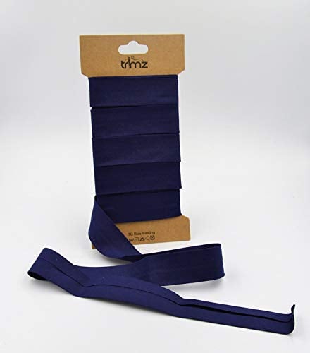 Trimz TCNAVY255C Schrägband aus Polyester-Baumwolle, Polybaumwolle, navy, 25mm x 5m